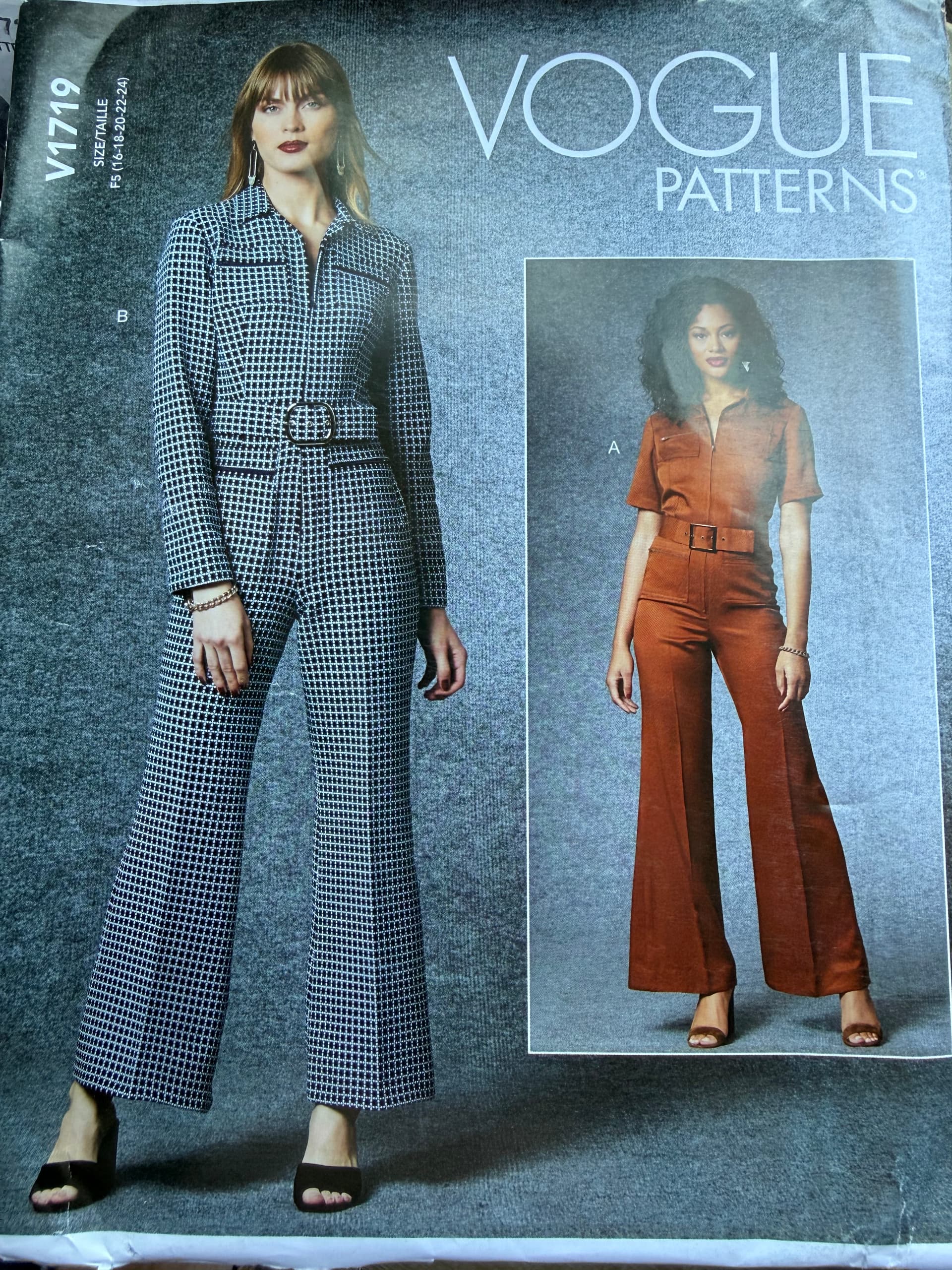 Sewing pattern Vogue 1719 Jumpsuit and belt, size 16-24 Large format envelope