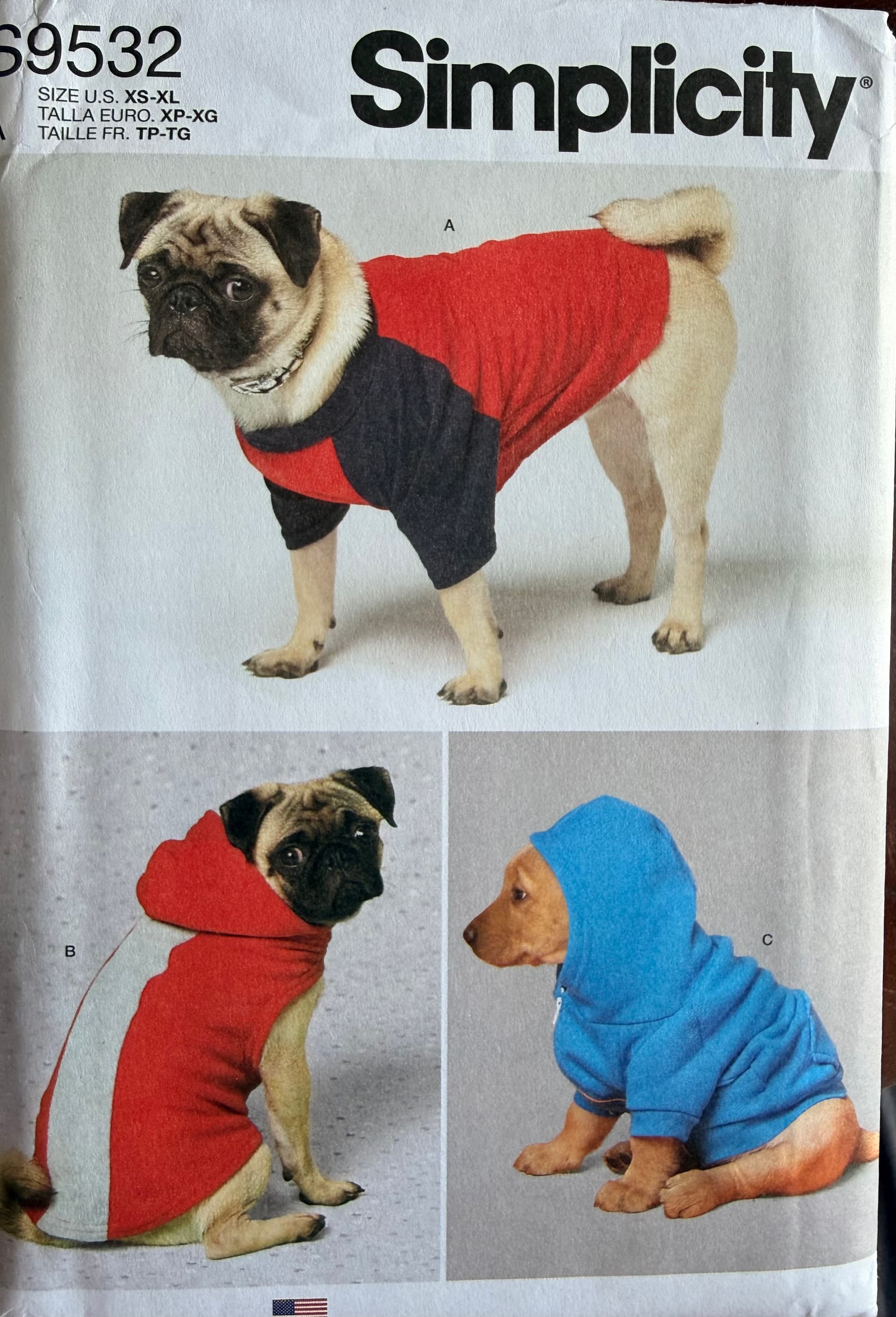 Sewing Pattern Simplicity 9532 Dog coats / hoodies