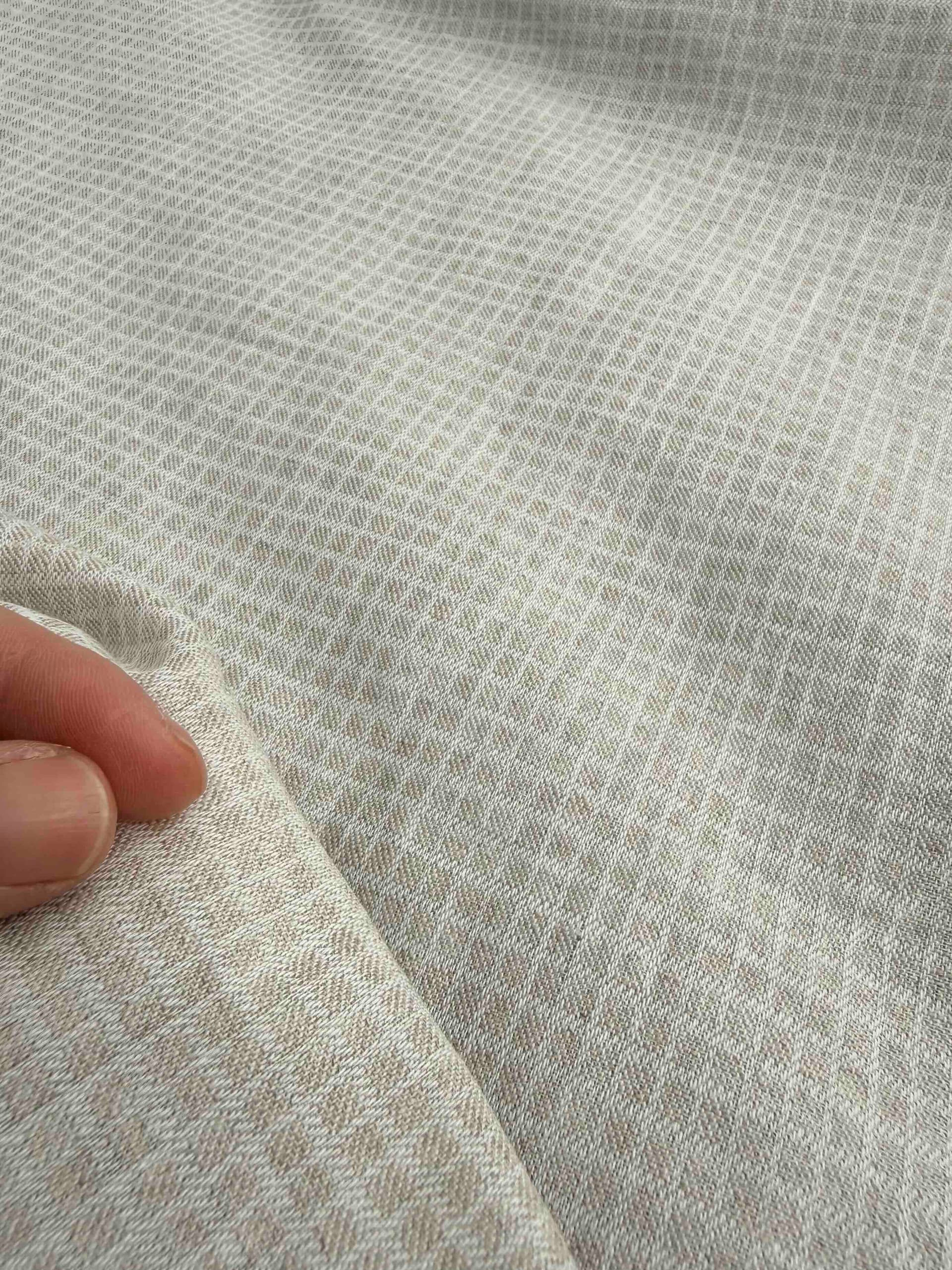 100% natural fibre - 51% Linen 49% Cotton blend, oatmeal coloured fabric