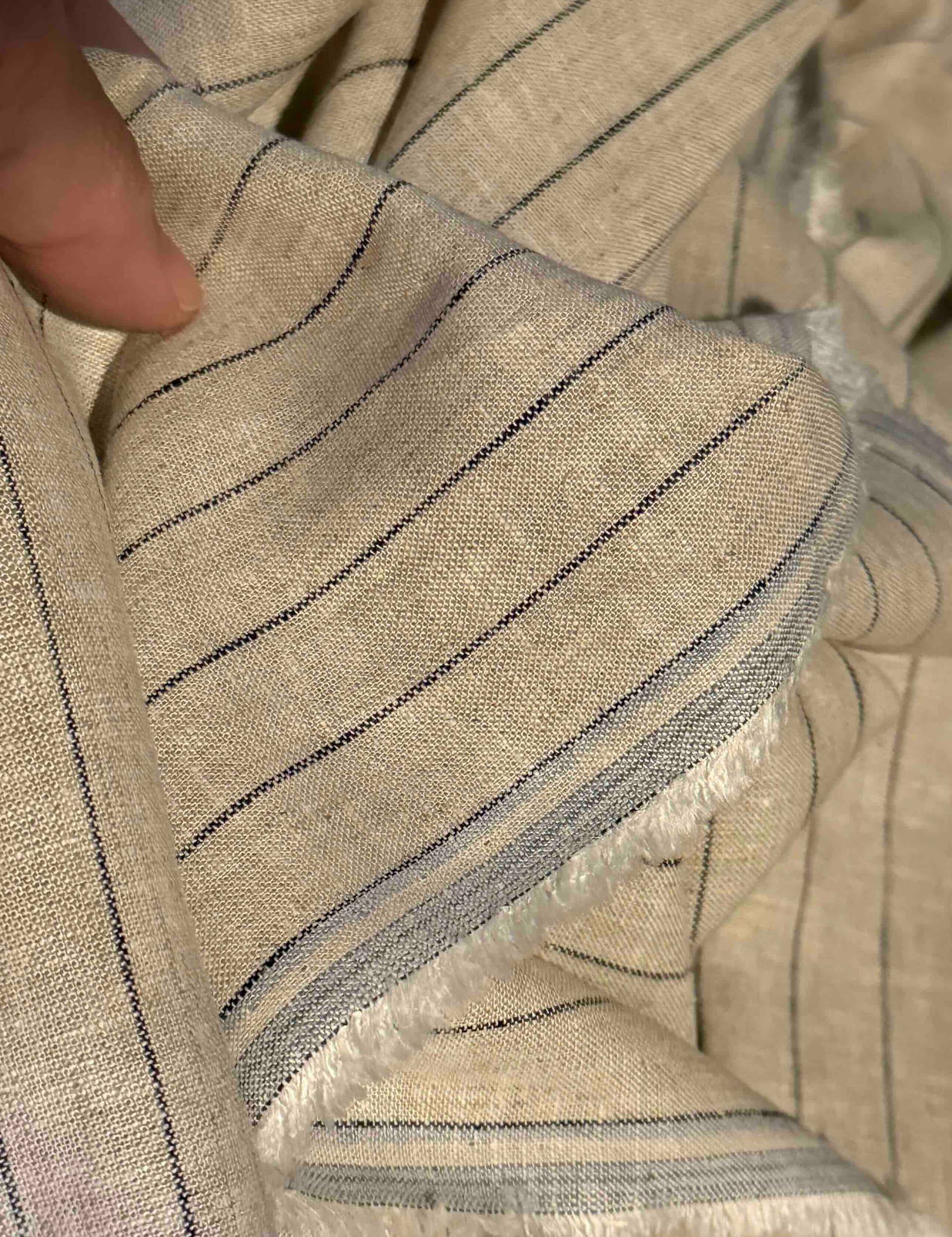 Linen Rayon blend, striped natural (cream) with black
