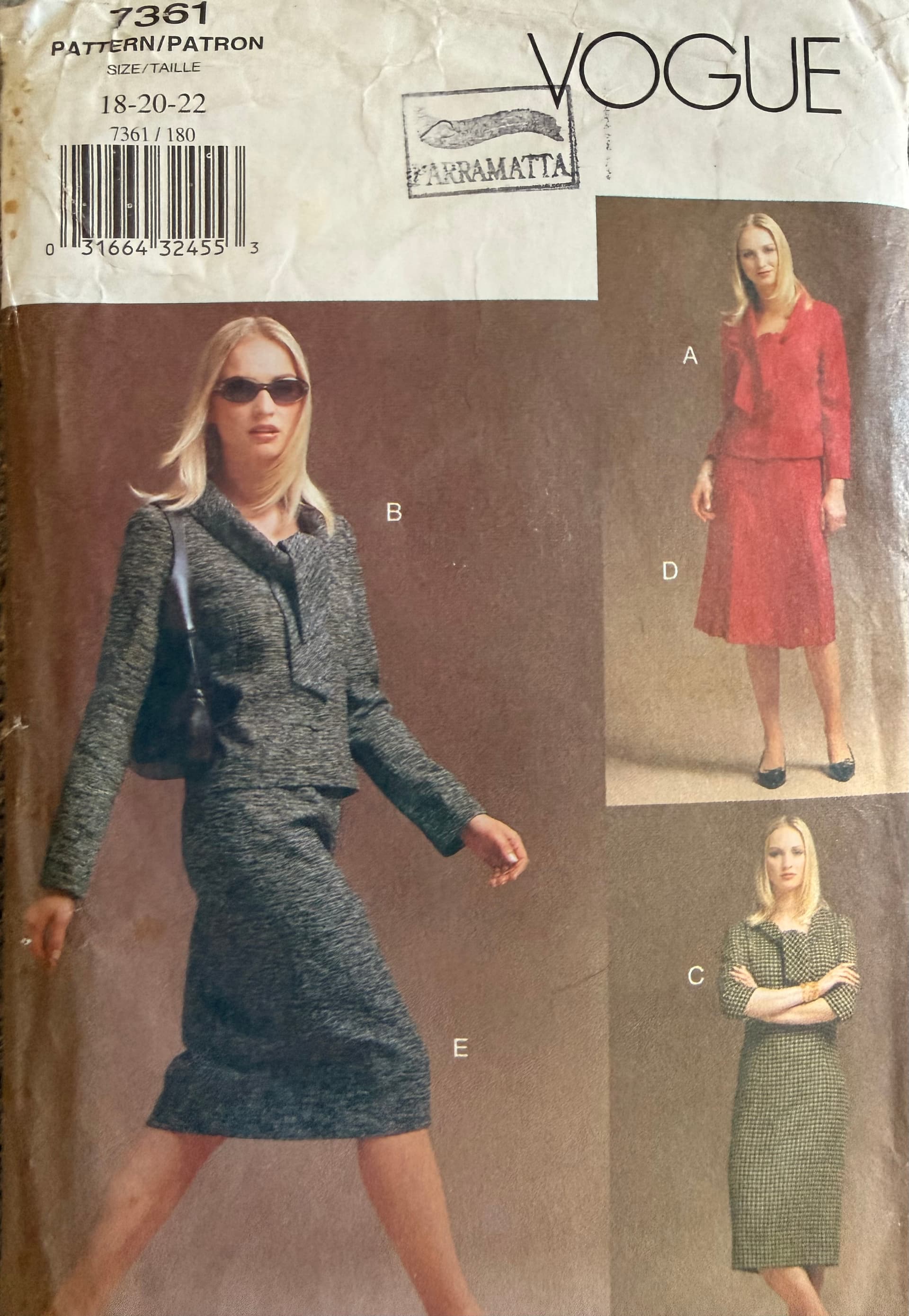 Sewing pattern Vogue 7361 Skirt, top and dress, Size 18-22