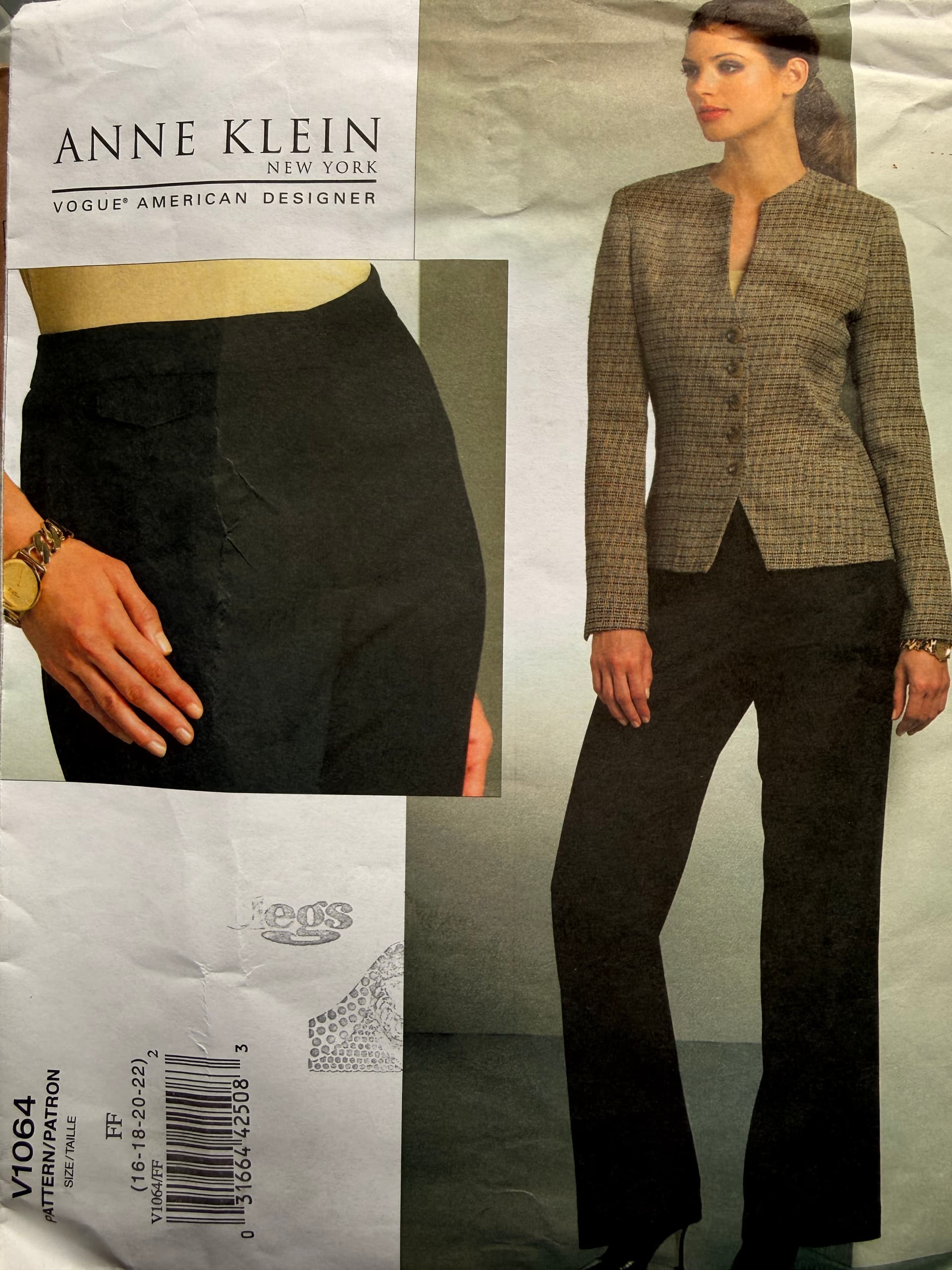 Sewing pattern Vogue 1064, Anne Klein, jacket and pants