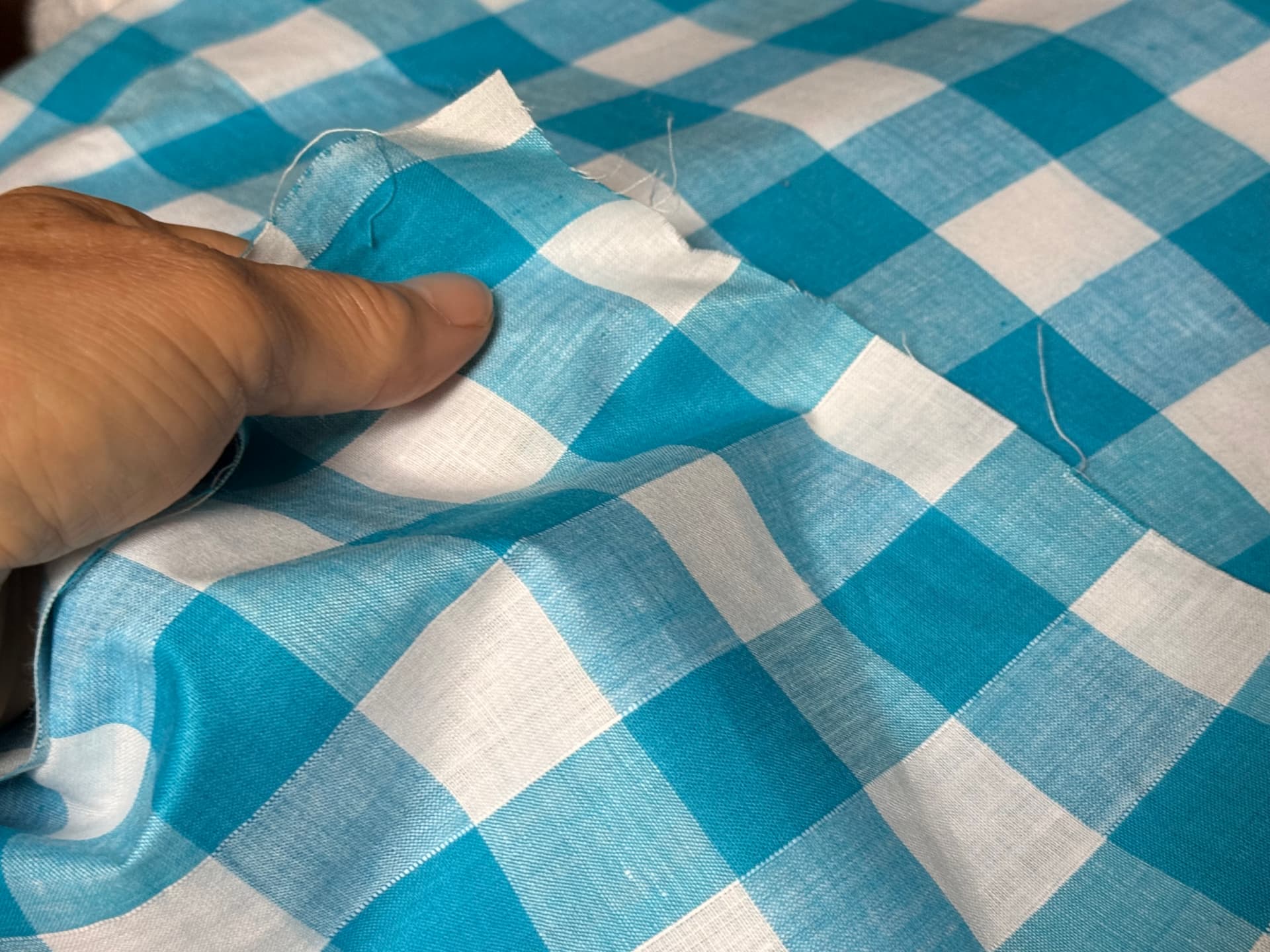 Vintage cotton, woven in Japan, turquoise and white Gingham (Copy)