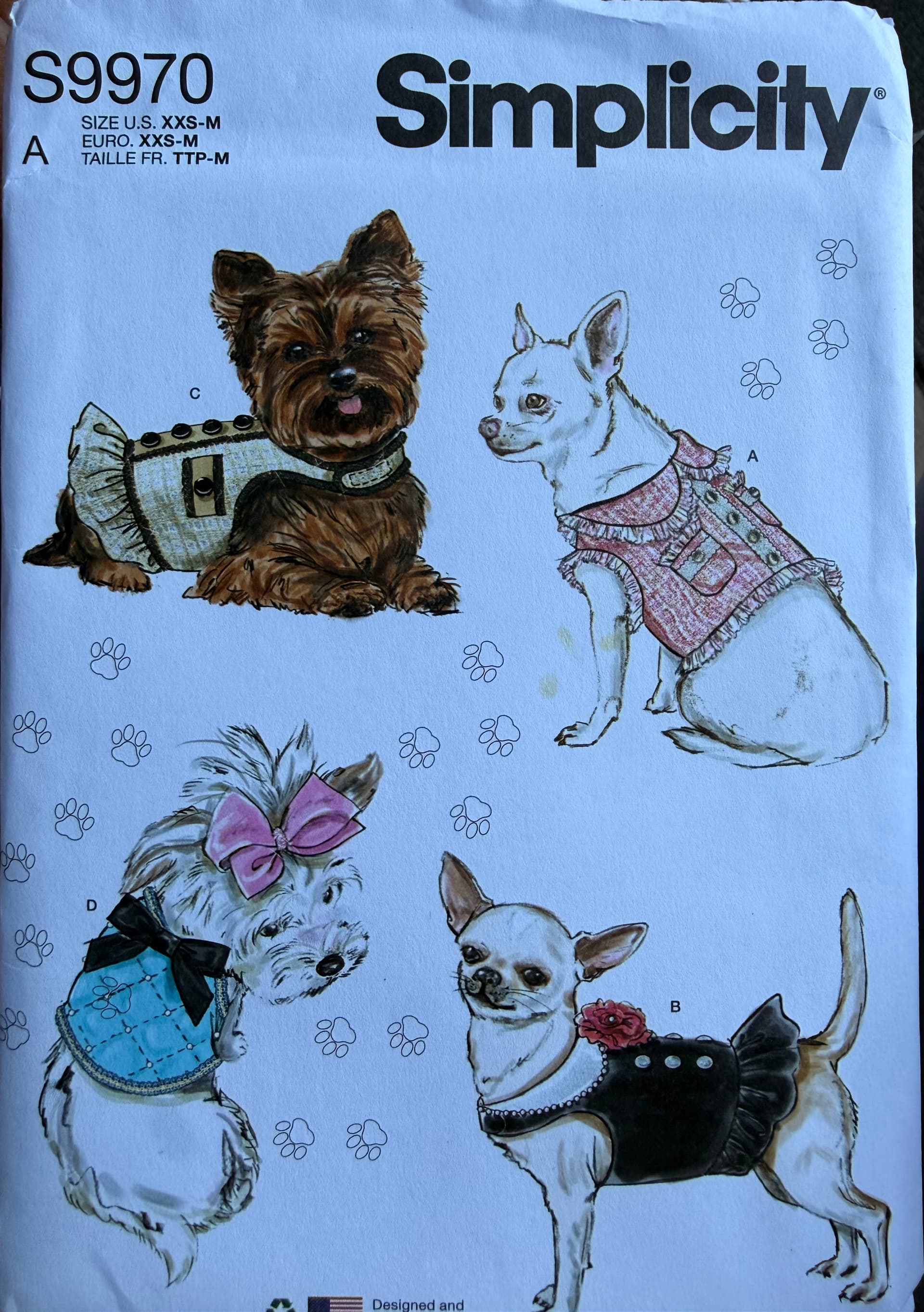 Sewing Pattern Simplicity S9970 Dog clothes / coats