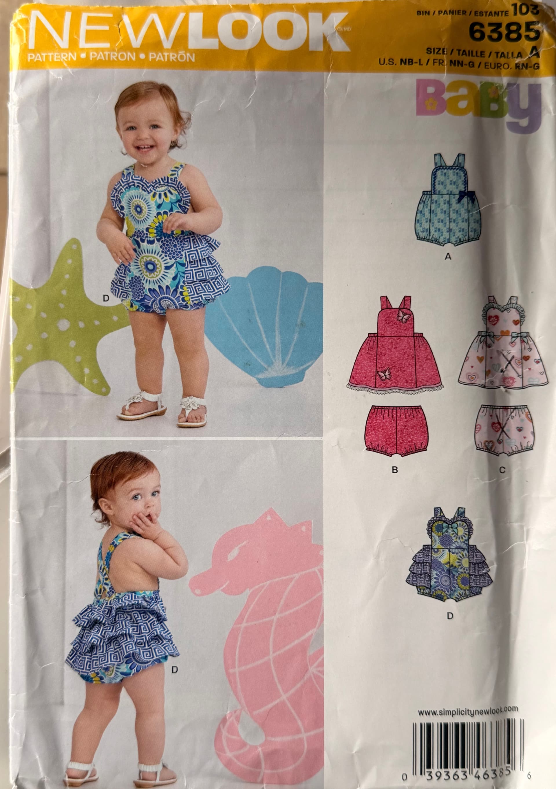 Newlook 6385 baby romper pattern