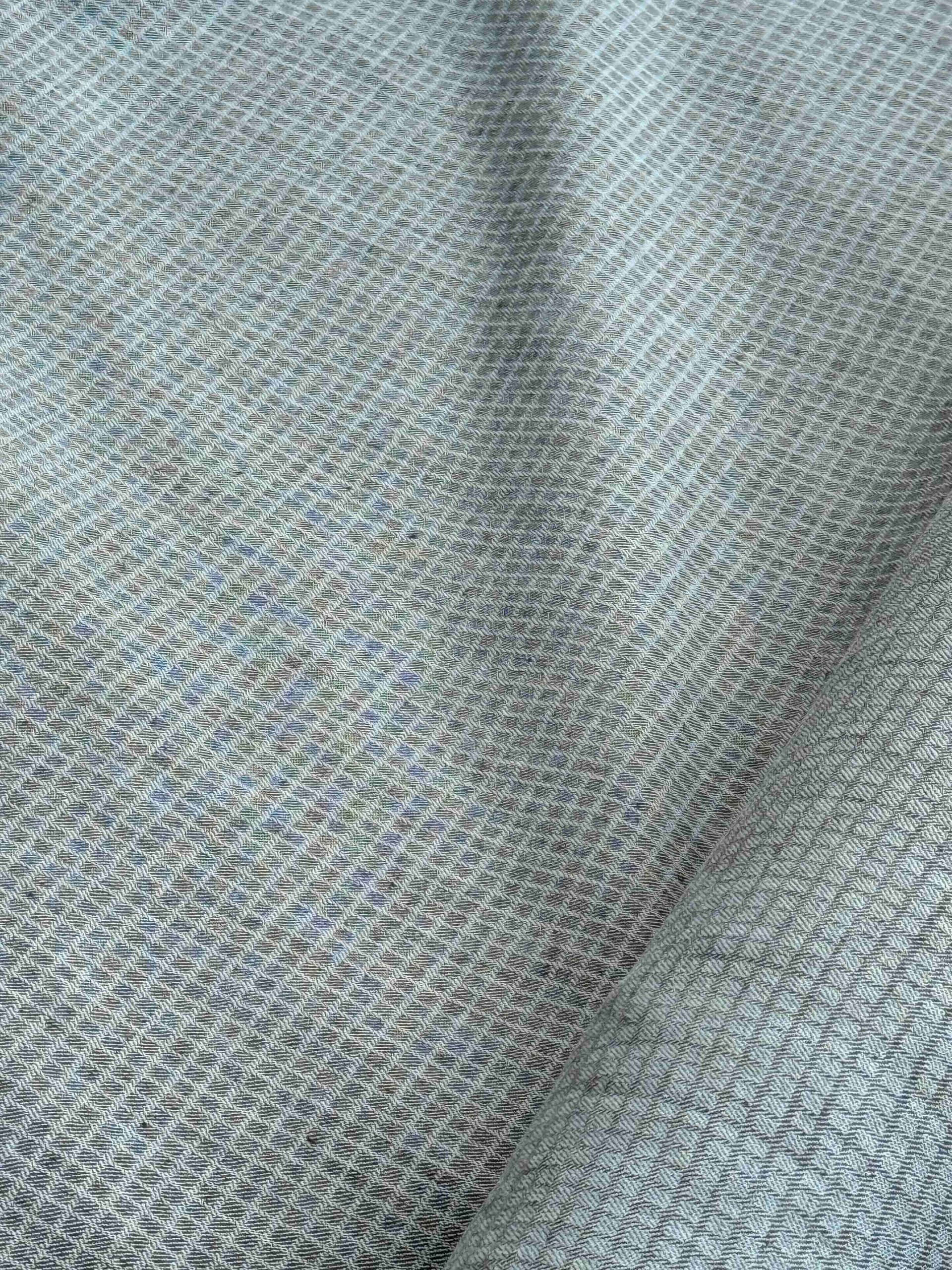 100% natural fibre - 51% linen, 49% cotton blend, teal coloured fabric