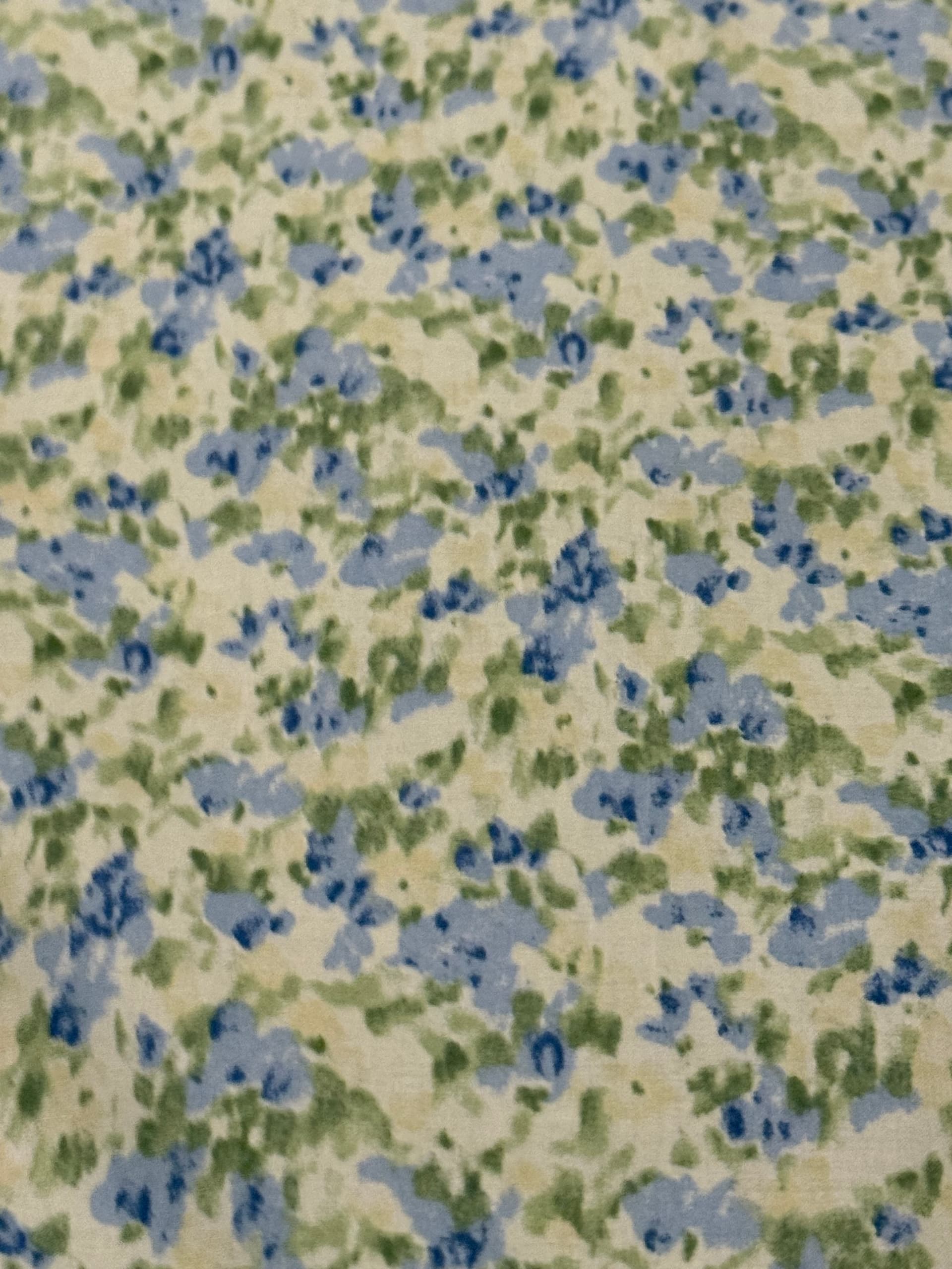 100% Cotton, floral green and blue cotton fabric, Japanese milled