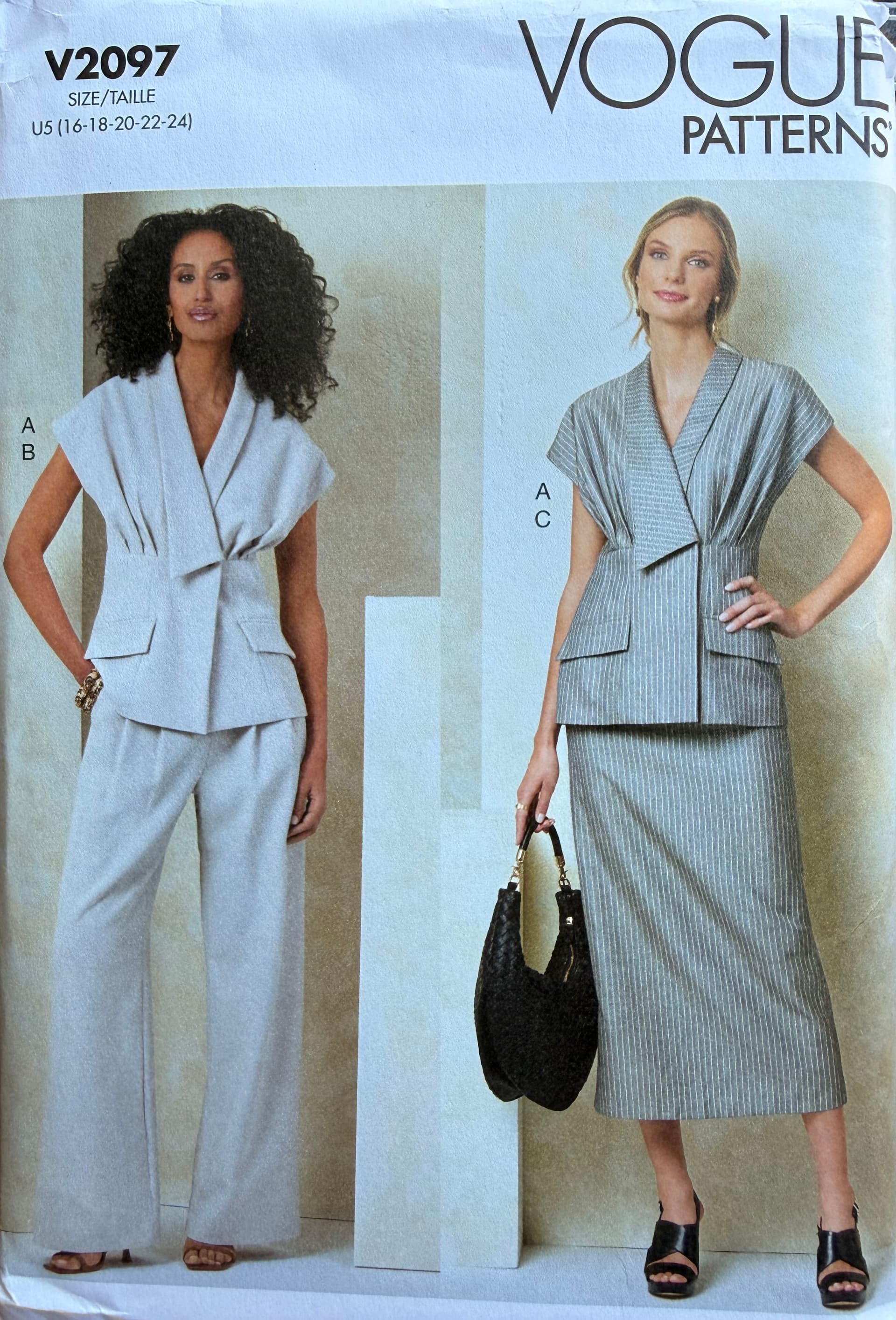 Sewing pattern Vogue 2097, pants, skirt and top, size 16-24