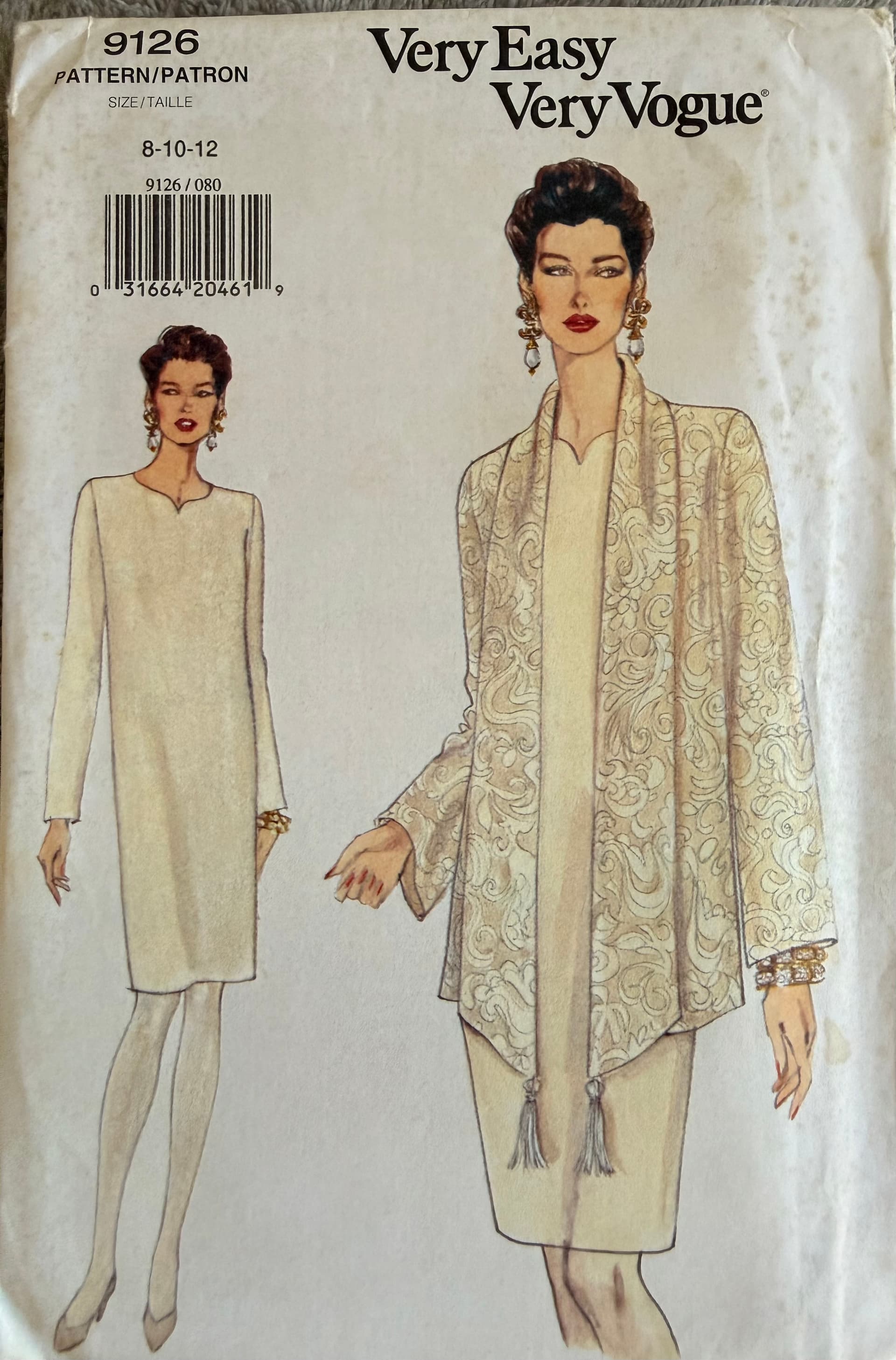 Sewing pattern Vintage Vogue v9126, dress and jacket, size 8-12
