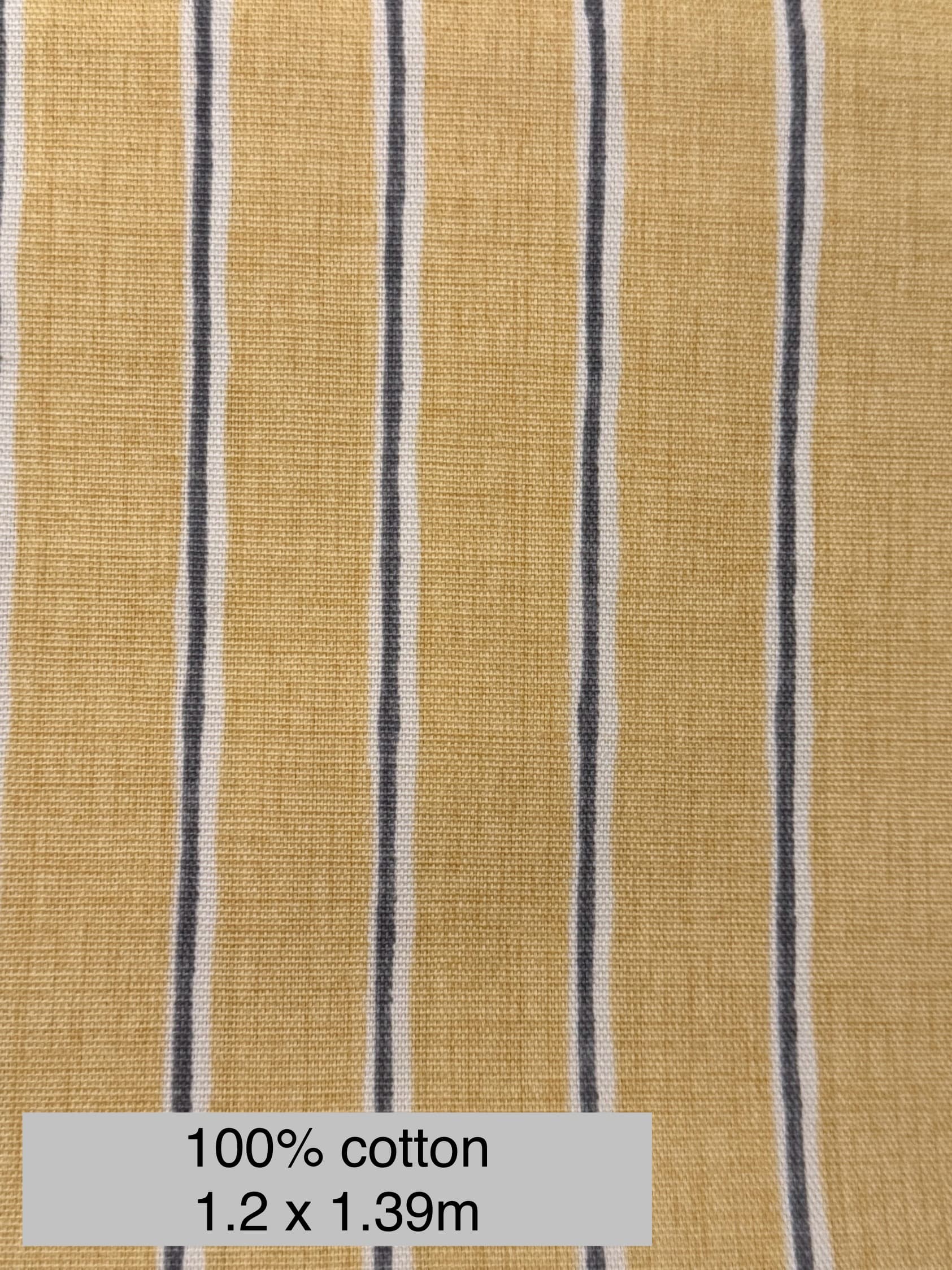 1m remnant 100% Cotton, yellow, striped, medium weight upholstery fabric