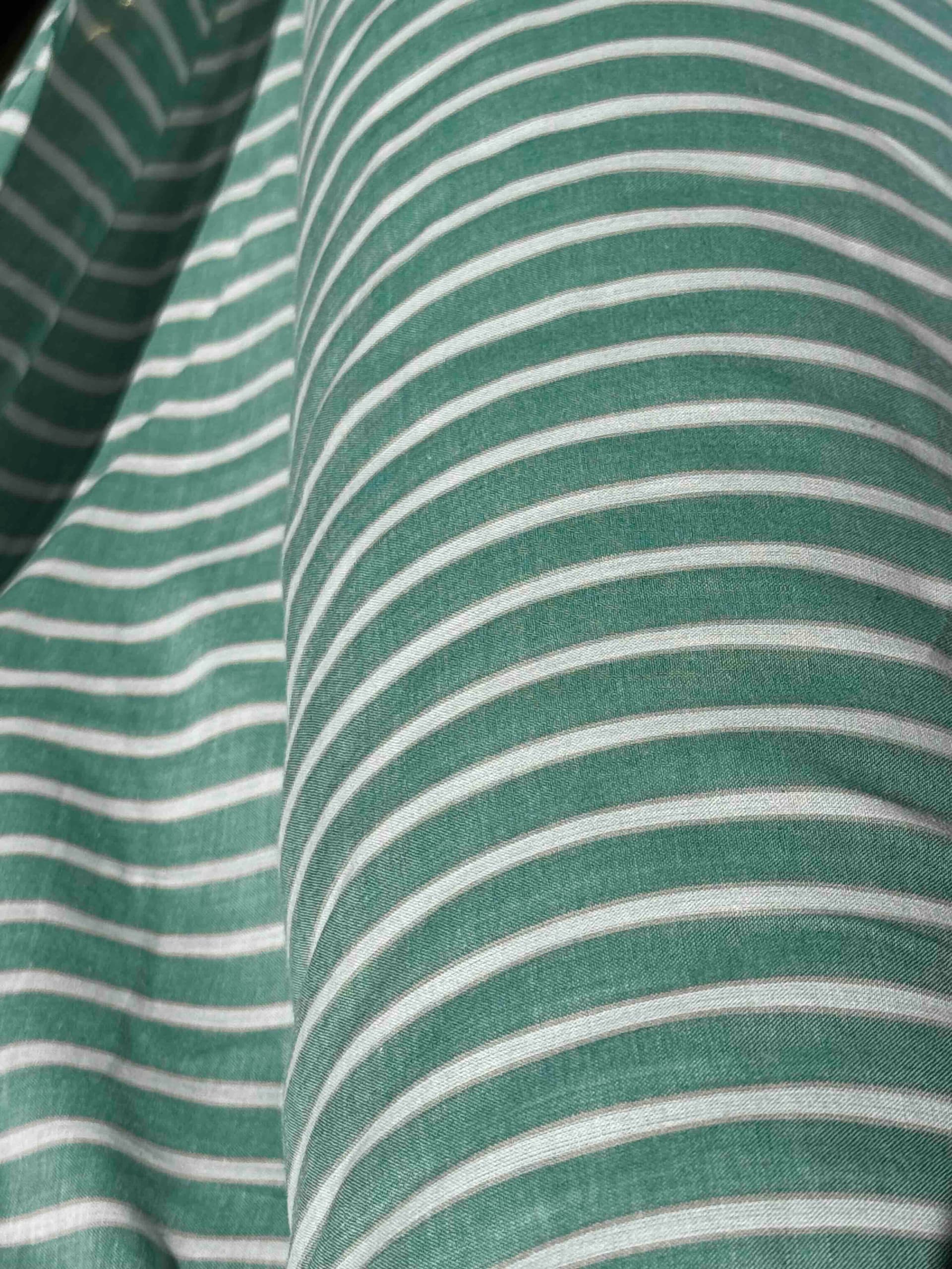 100% cotton, green and white striped voile, fabric