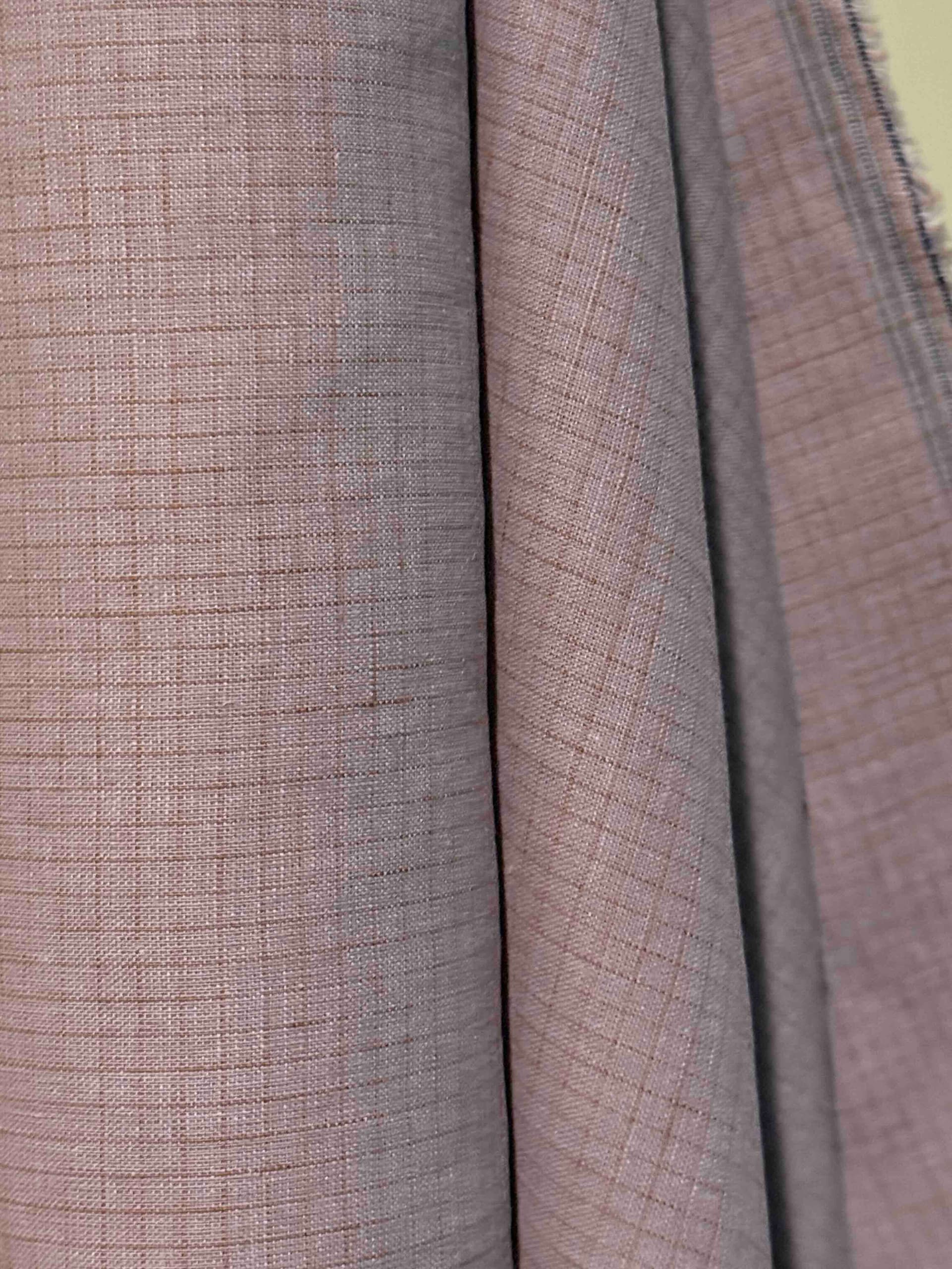 80% Linen/20% Cotton blend lilac with a rust check