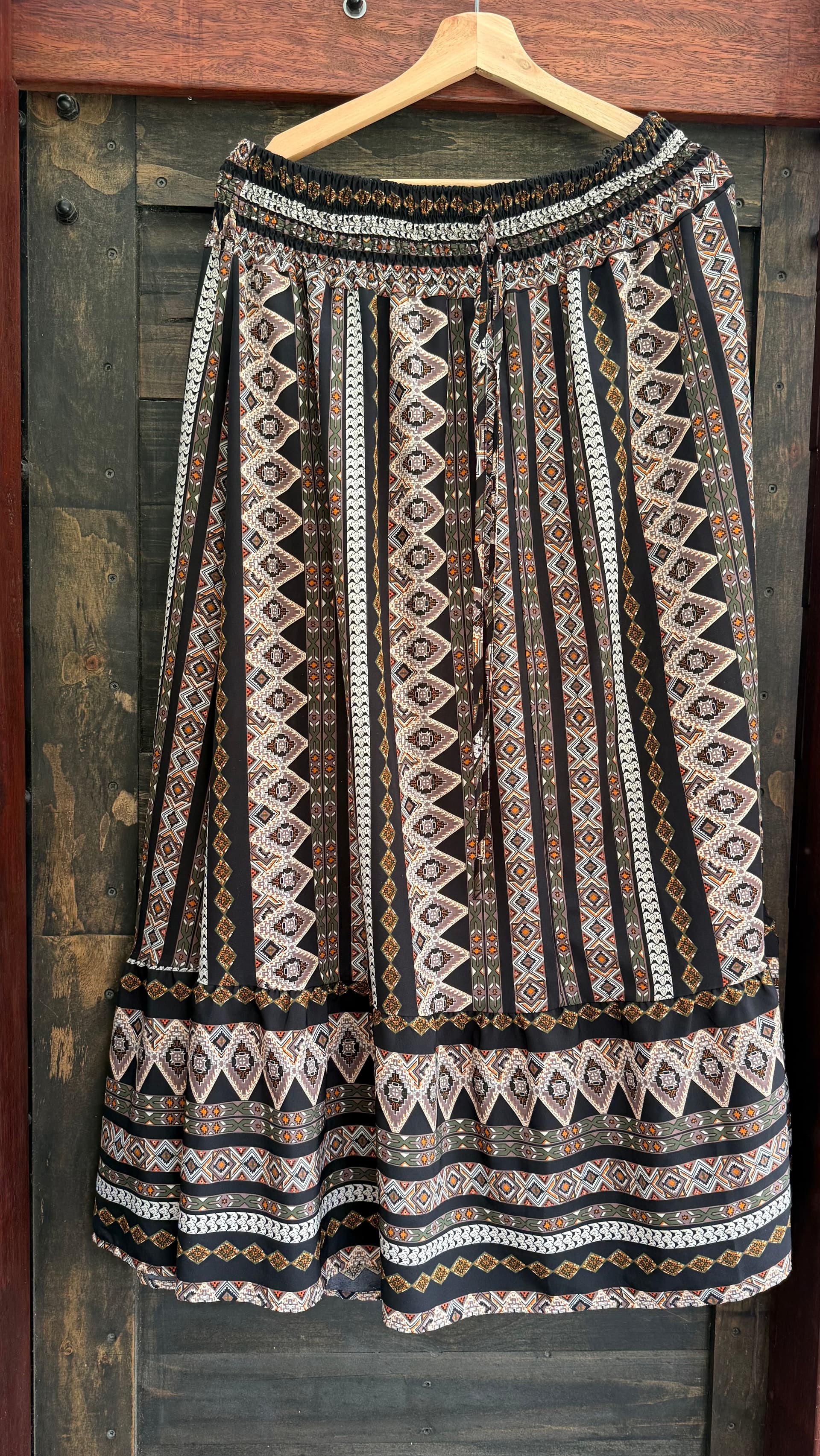 Ethnic style print, lightweight maxi skirt, size 12-14, perfect for summer